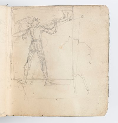 Sketchbook Page: Sketch of Figure in Hose by Kenyon Cox