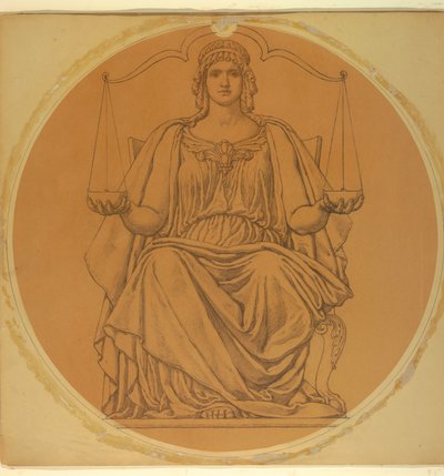 Study for "Justice," Lunette in Hudson County Courthouse, Jersey City, NJ by Kenyon Cox