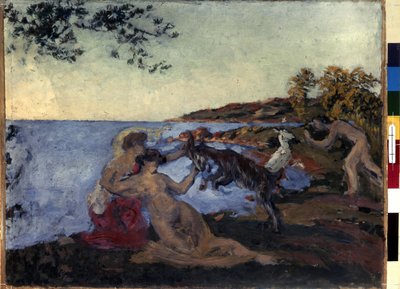 Mythological Motif. Painting by Ker Xavier Roussel (1867-1944), c.1903. Oil on Cardboard. Nabis. Dimensions: 47x62cm. Hermitage Museum, Saint Petersburg by Ker Xavier Roussel