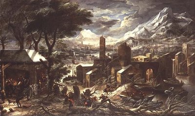 An Extensive Alpine Winter Landscape by Kerstiaen de (circle of) Koninck