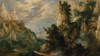 A Mountainous Landscape with a Waterfall by Kerstiaen de Keuninck