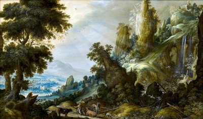 Mountain Landscape with Waterfall by Kerstiaen de Keuninck