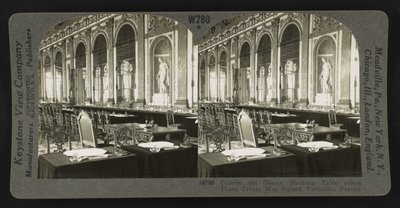 Galerie des Glaces, Showing Table Where Peace Treaty Was Signed, Versailles by Keystone View Company