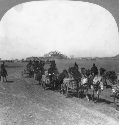 Japanese Military Transportation Train, Manchuria by Keystone View Company