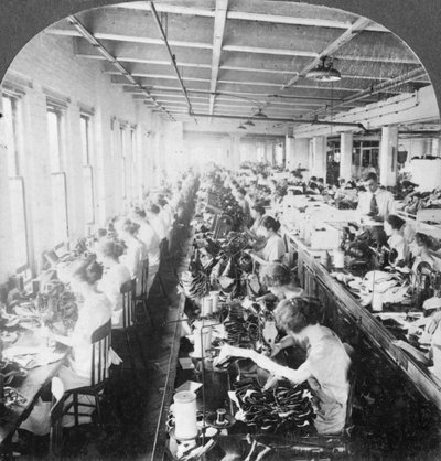Sewing room in a large shoe factory, Syracuse, New York, USA by Keystone View Company