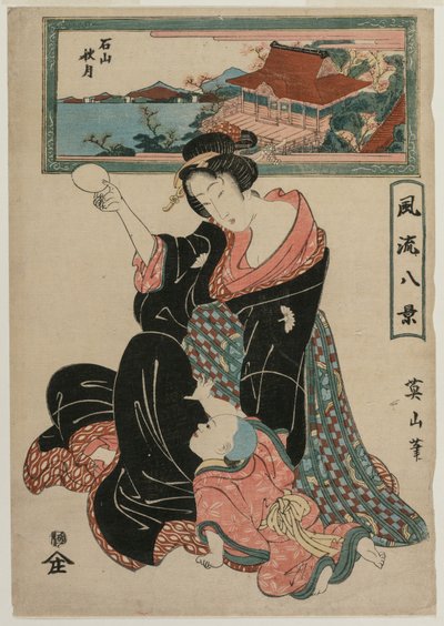 Autumn Moon at the Temple Ishiyamadera from the series Fashionable Eight Views by Kikugawa Eizan
