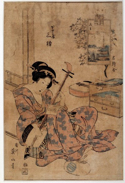 Japanese Art: Musician. Prints by Eizan Kikugawa, 18th Century by Kikukawa Eizan