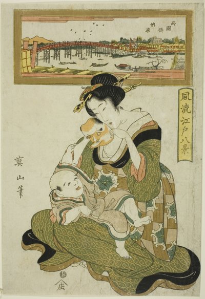 Enjoying the Evening Cool at Ryogoku Bridge, from the series 