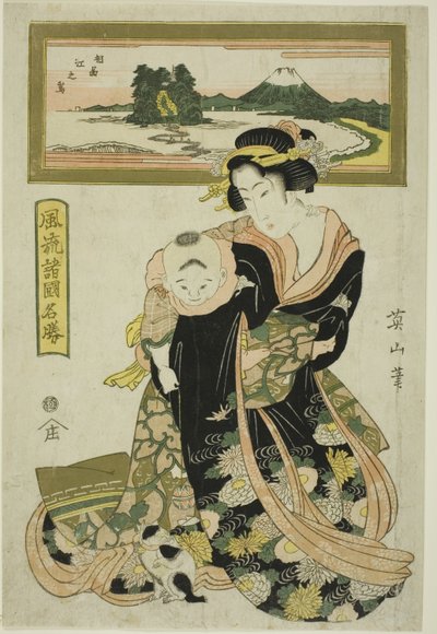 Enoshima in Sagami Province (Soshu Enoshima), from the series "Elegant Famous Places in the Various Provinces (Furyu shokoku meisho)" by Kikukawa Eizan