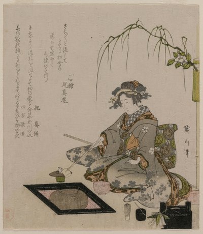 Woman Performing the Tea Ceremony by Kikukawa Eizan