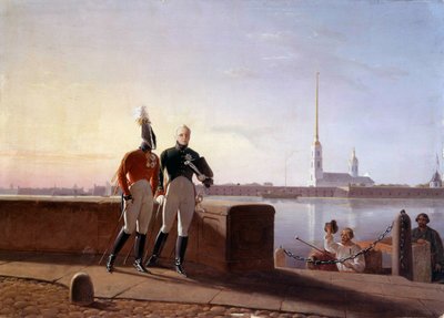 The Russian Tsar Alexander I (1777-1825) and his brother Constantine on the edge of the Neva by Kil