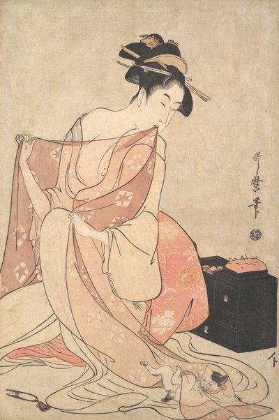 A Woman and a Cat by Kitagawa Utamaro