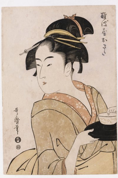 A Bust Portrait of the Waitress Okita of the Naniwaya Teahouse by Kitagawa Utamaro
