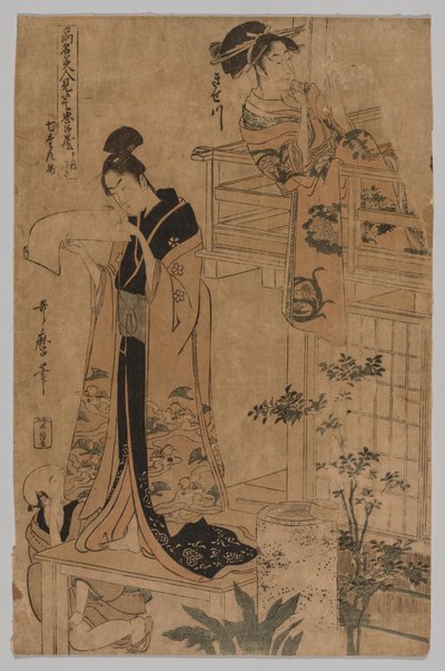 Act VII from the series The Storehouse of Loyal Retainers As Portrayed by Famous Beauties in Twelve Leaves by Kitagawa Utamaro