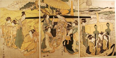 At the Ferry Boat Landing by Kitagawa Utamaro