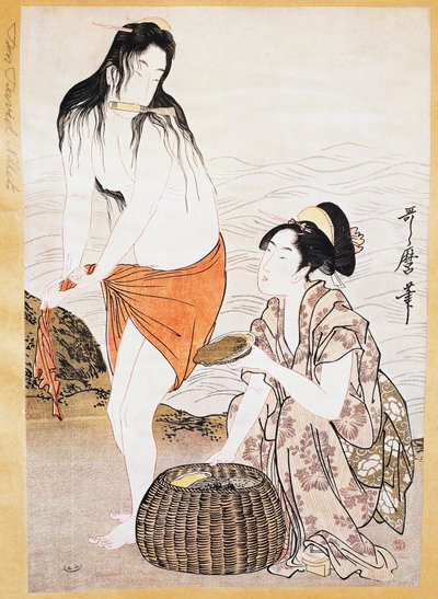 Awabi (mollusks) fishermen in water, ukiyo-e art print by Kitagawa Utamaro (1753-1806), Japanese civilization, Edo period by Kitagawa Utamaro