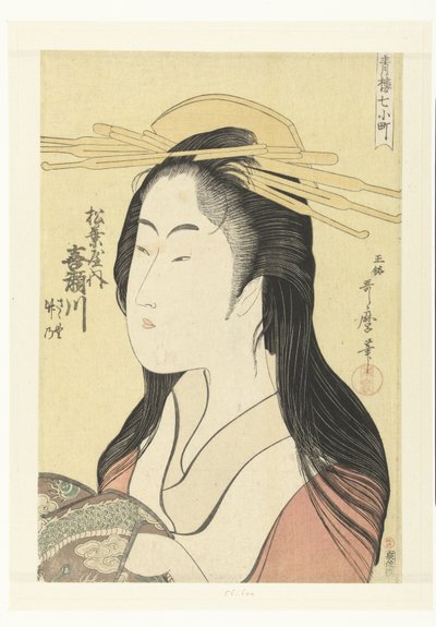 Bust Portrait of Courtesan Kisegawa from the Matsubaya House (series title) by Kitagawa Utamaro