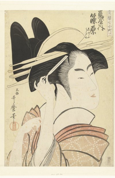 Bust Portrait of the Courtesan Shinowara from the Tsuruya House (The Seven Komachi from the Pleasure Houses) by Kitagawa Utamaro