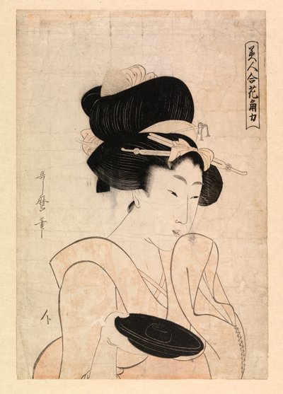 Courtesan holding a sake cup by Kitagawa Utamaro