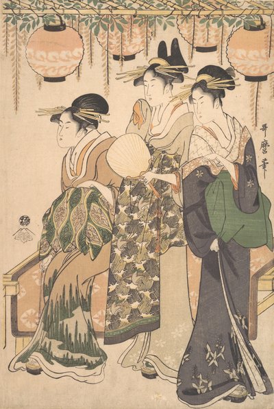 Courtesans Beneath a Wisteria Arbor, ca. 1795 by Kitagawa Utamaro