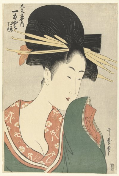 Courtesan Hitomoto from the Daimonjiya House by Kitagawa Utamaro