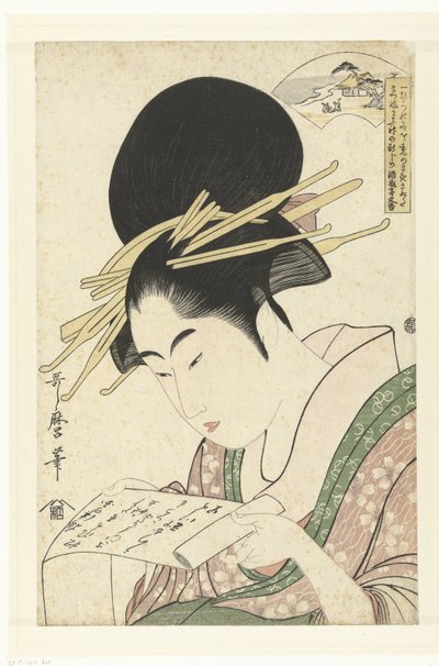 Courtesan and the Toi Tama River (series title: The Six Tama Rivers) by Kitagawa Utamaro