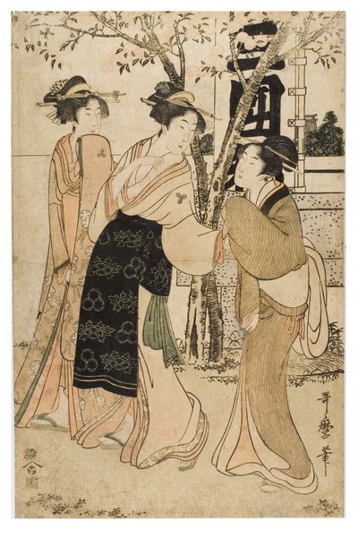 Display of Treasures at Mimeguri Shrine by Kitagawa Utamaro