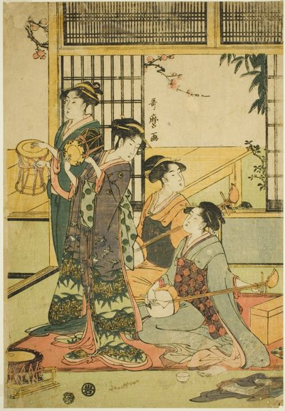 Drums and Shamisen by Kitagawa Utamaro