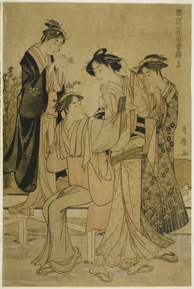 Elegant Pleasures: The Scent of Flowers, Right by Kitagawa Utamaro