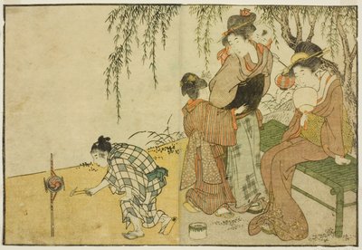 Enjoying Fireworks (from the illustrated book "Picture Book: Flowers of the Four Seasons," vol. 1) by Kitagawa Utamaro