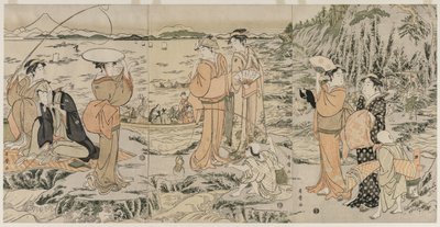Fishing on the Chopping Board Rock at Enoshima by Kitagawa Utamaro