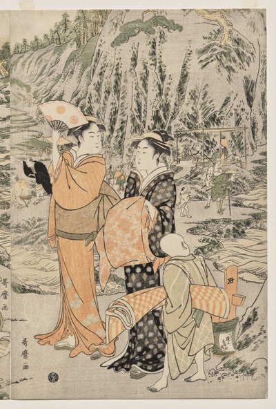 Fishing on the Chopping Board Rock at Enoshima by Kitagawa Utamaro