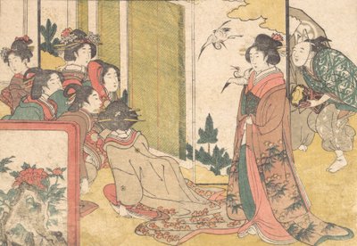 Girls Entertained by Performers, from the Illustrated Book Flowers of the Four Seasons by Kitagawa Utamaro
