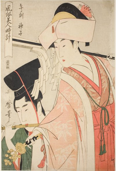 Hour of the Horse [12 am], Shrine Maiden, from the series Customs of Beauties Around the Clock by Kitagawa Utamaro