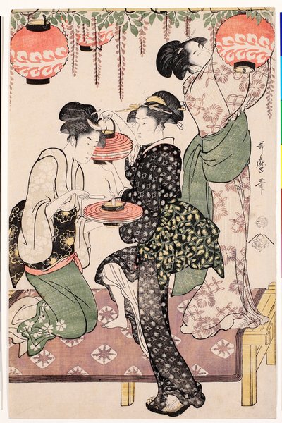 Teahouse Girls Under a Wisteria Espalier by Kitagawa Utamaro