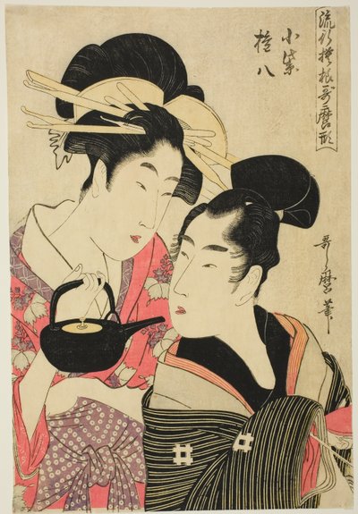 Komurasaki and Gonpachi, from the series "Fashonable Patterns in Utamaro Style" by Kitagawa Utamaro