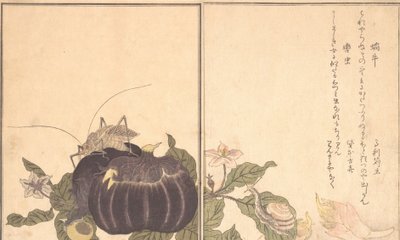 Land Snail Katatsumuri, Giant Katydid Kutsuwamushi by Kitagawa Utamaro