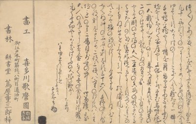 Last page of the Book of Shells, 1790 by Kitagawa Utamaro