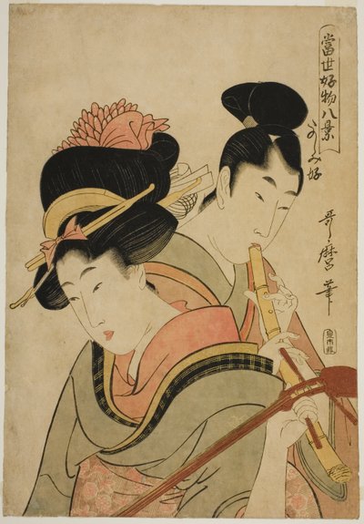 Likes Enjoying Herself (Tanoshimizuki), from the series "Eight Views of Favorite Things of Today (Tosei kobutsu hakkei)" by Kitagawa Utamaro