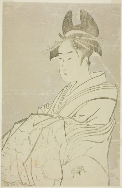 Miyahito of the Ogiya, Whose Assistants Are Tsubaki and Shirabe by Kitagawa Utamaro