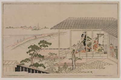 Moonrise Over the Nihon Embankment and the Yoshiwara by Kitagawa Utamaro