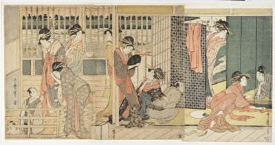 Morning Parting at the Temporary Lodgings of the Pleasure Quarter by Kitagawa Utamaro