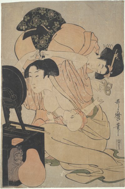 Mother with Nursing Baby and Attendant by Kitagawa Utamaro