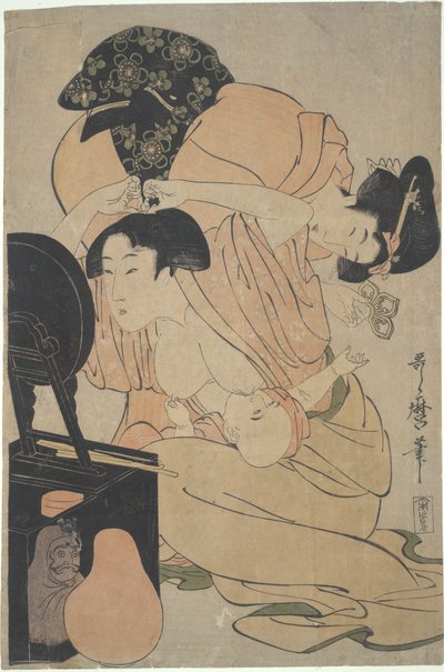 Mother with Nursing Baby and Attendant by Kitagawa Utamaro