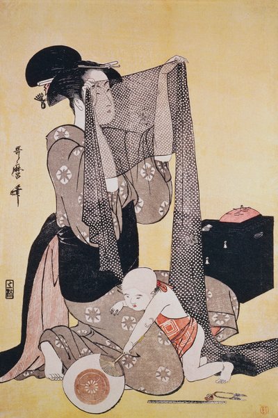 Needlework, ca 1794, woodcut, Japan, Edo period by Kitagawa Utamaro