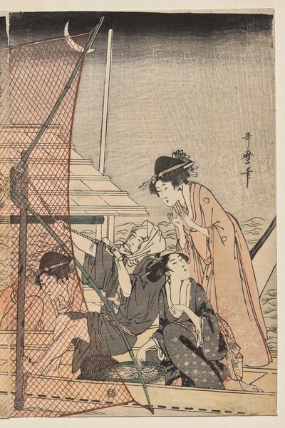 Net Fishing at Night by Kitagawa Utamaro
