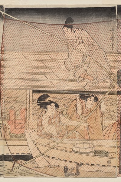 Net Fishing at Night on the Sumida River by Kitagawa Utamaro