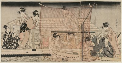 Net Fishing at Night on the Sumida River, c. 1800 by Kitagawa Utamaro