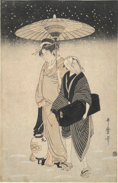 Night Pass in the Snow by Kitagawa Utamaro