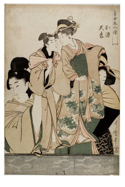 Osome and Hisamatsu from the series Manipulations of Love with Musical Accompaniment by Kitagawa Utamaro